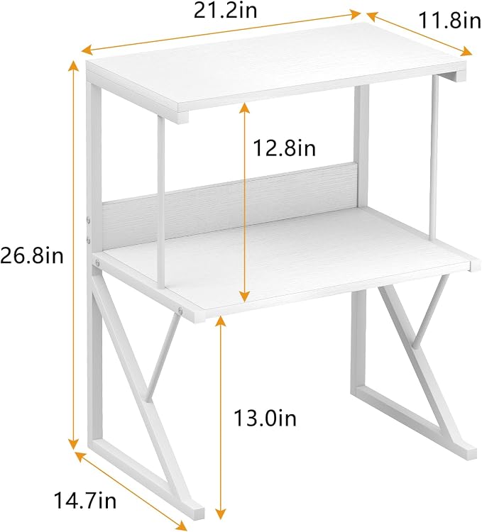 aboxoo Printer Stand for Desk, Desktop Printer Shelf Large 3-Tier Multi-Purpose Office Organization Shelves for Home Office, White