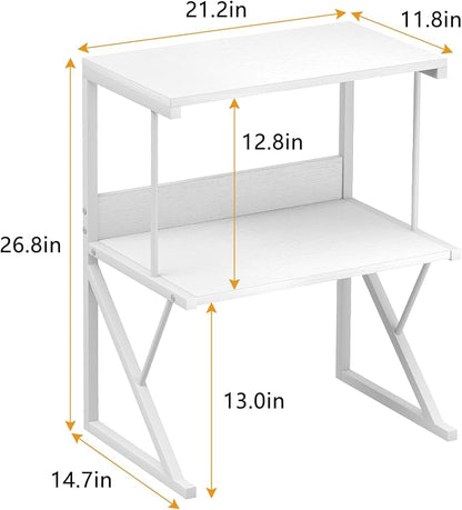aboxoo Printer Stand for Desk, Desktop Printer Shelf Large 3-Tier Multi-Purpose Office Organization Shelves for Home Office, White