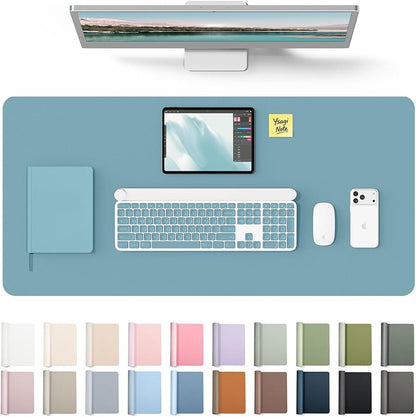 YSAGi Leather Desk Pad Protector, Office Desk Mat, Large Mouse Pad, Non-Slip PU Leather Desk Blotter, Laptop Desk Pad, Waterproof Desk Writing Pad for Office and Home (Aquamarine, 31.5" x 15.8")