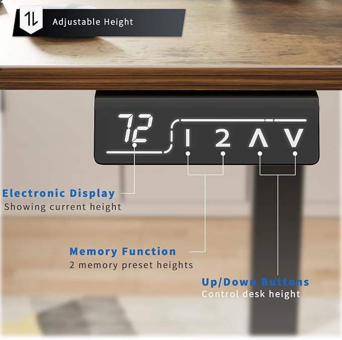 YESHOMY Height Adjustable Electric Standing Desk, 40 inch Computer Table, Home Office Workstation, Black Leg/Rustic Brown Top