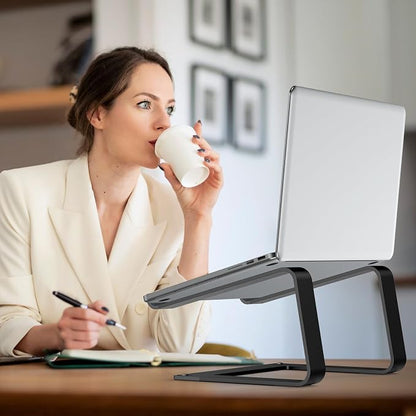 Tonmom Laptop Stand for Desk, Aluminum Laptop Riser Holder, Removable Metal Notebook Stand Ventilated Cooling Computer Riser Compatible with 10-15.6” Laptops