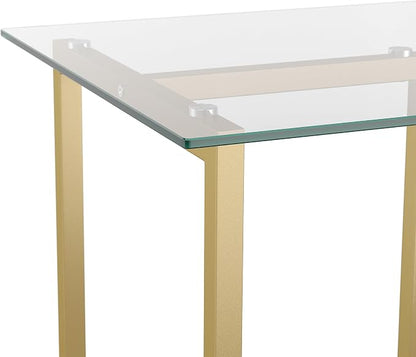Martha Stewart Eli Home Office Desk with Glass Top and Steel Frame, Polished Brass