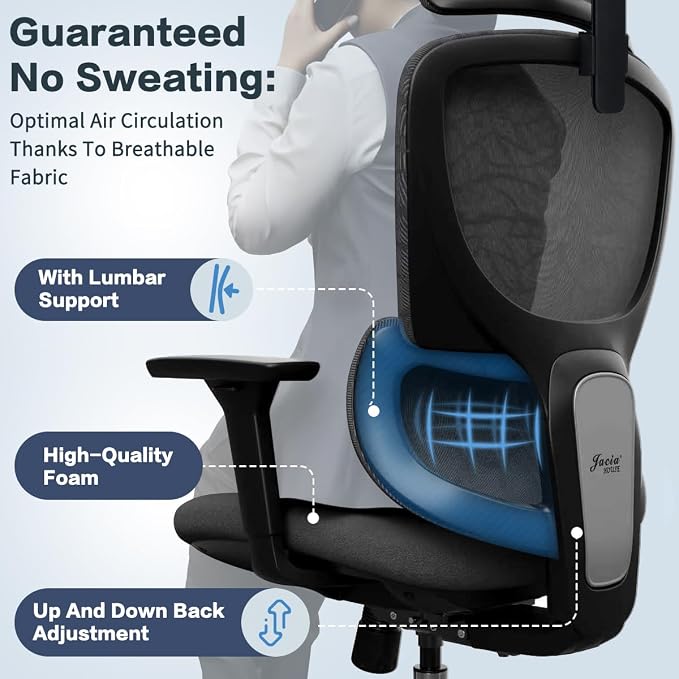 Jacia House Red Ergonomic Mesh Home Office Chair, Big & Tall Gaming Chair - High-Adjustable Lumbar Support, 4D Armrests, 2D Headrest, 90°~135° Tilting with Lock, Swivel Desk Chairs 600lb Capacity