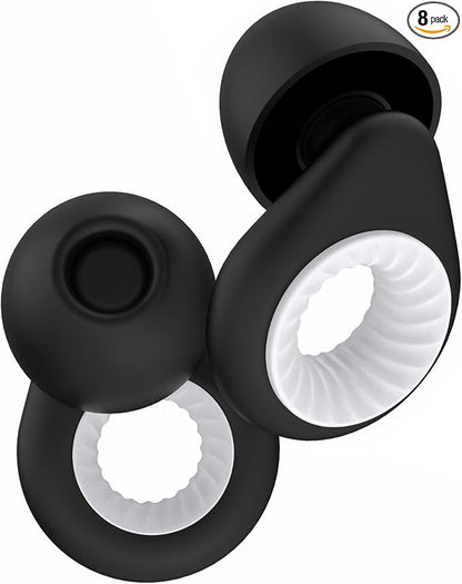 Ear Plugs for Noise Reduction, Reusable High Fidelity Earplugs for Concerts, Musicians, Motorcycles, Study, Parent, Party, Flights & Noise Sensitivity, 25-30dB Noise Cancelling Black White