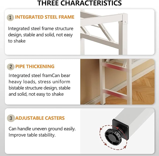 Folding Desk,47.2 Inch No Assembly Folding Computer Desk, Space-Saving Small Desk for Home Office Bedroom Dorm Study, Compact Portable Foldable Laptop Desk