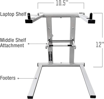 AxcessAbles Portable Folding Laptop Stand with Bag | Elevated MacBook Stand for Home Office, Music Production, Gaming, DJ Controller | No Assembly Required (White)