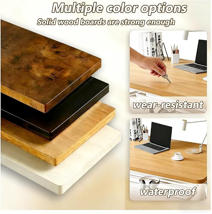 Folding Desk for Small Spaces, 31.5 Inch Foldable Computer Desk, No Assembly Required, Space Saving Portable Study Table for Compact Home Office, Bedroom, Dorm, Apartment, Teak&White