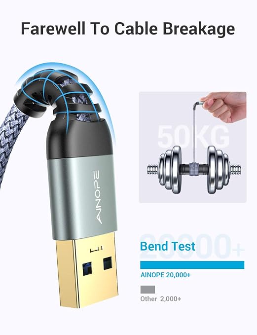 AINOPE USB to USB Cable, 1.5FT*2Pack USB 3.0 A to A Male to Male Cable [Never Rupture] Double End Type A Cord for Data Transfer, Compatible with Hard Drive Enclosures, Laptop Cooler, KVM, DVD Player