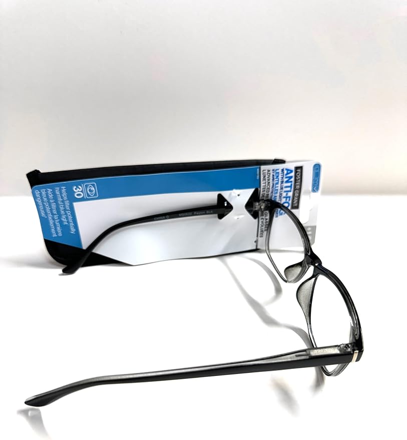 Foster grand Advanced reading glasses with blue light and anti-fog lenses Payton black 1.00, Clear