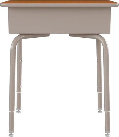 Flash Furniture Billie Student Desk - Walnut Open Front School Desk - Silver Metal Frame - 24"W x 18"D Adjustable Height, Durable for School or Remote Learning