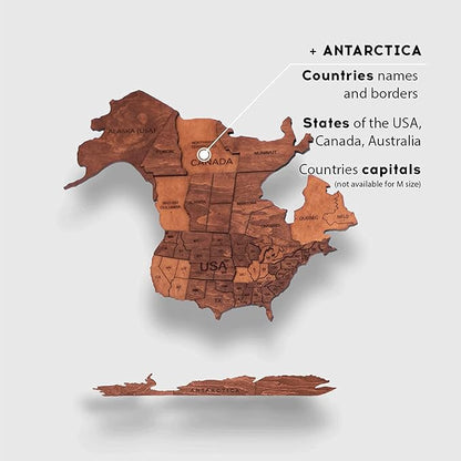 Enjoy The Wood 3D Wooden World Map Wall Art - Large Travel Map with Pins for Art Decor - Decorative Map of the World for Home, Office - Travel Wall Art Housewarming Gift Idea (Oak, L, Unframed)