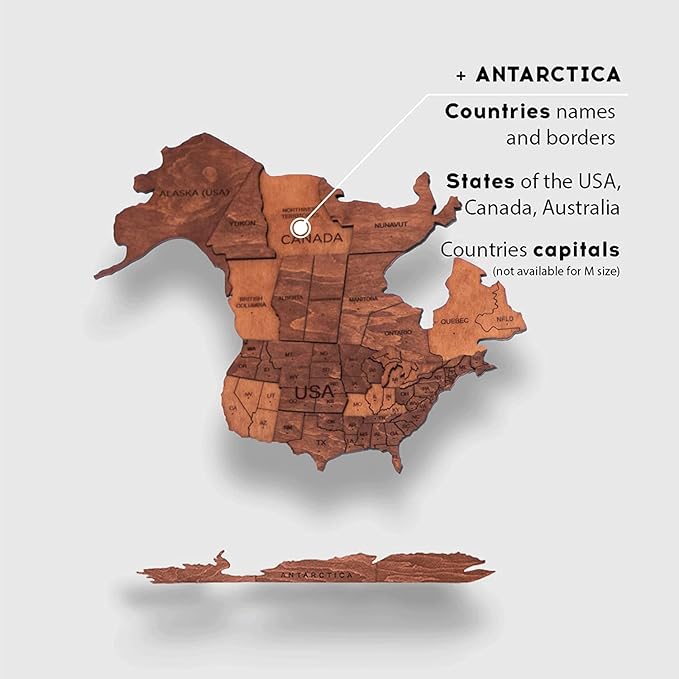 Enjoy The Wood 3D Wooden World Map Wall Art - Large Travel Map with Pins for Art Decor - Decorative Map of the World for Home, Office - Travel Wall Art Housewarming Gift Idea (Oak, M, Unframed)