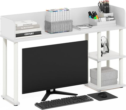Furinno Classic Desk Shelf, 3-Shelf Desktop Hutch, Book Shelf, 3-Tier Desk Organzier, for Office Supplies, Office Desk Accessories, for Home Office, College, Dorm, White