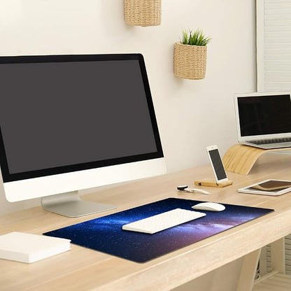 QIYI Desk Pad, Galaxy PU Leather Desk Blotter Protector, Waterproof Computer Desk Mat, Keyboard Mouse Pads, Non Slip Base Home & Office Accessories, Extended Large Size 31.5" x 15.7" - Starry Sky