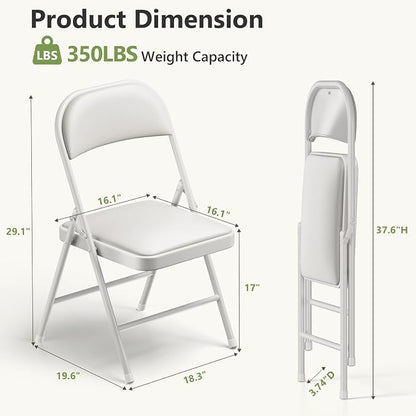 10 Pack Folding Chairs, PU Leather Folding Dining Chairs with Padded Cushion Seat & Back, Indoor Outdoor Folding Chair Set for Home Office, Parties, Events, Wedding, Extra Guest Seating