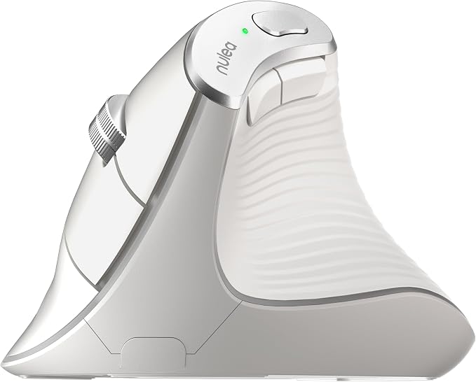 Nulea M510 Vertical Mouse Wireless, Ergonomic Mouse for Comfy Tracking, 3 Adjustable DPI (800-1200-1600), 2.4G Wireless Vertical Mouse with 6 Buttons, Compatible with Windows, Mac OS, Laptop, White