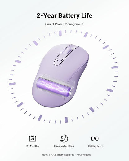 wegear USB Wireless Mouse for Laptop PC Mac, 2.4GHz Cordless Mouse with 6 Buttons, 5-Level Adjustable 4000 DPI, Ergonomic Portable Optical Computer Mice, 24-Month Battery Life (Purple)
