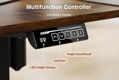 EcoZen Standing Desk Electric Height Adjustable Desk 55 x 33.5 Inches L Shaped Sit Stand up Desk, Computer Home Office Desk Memory Preset with Two-Piece Fir Wood Desktop (Vintage Brown, 55*33.5 Inch)