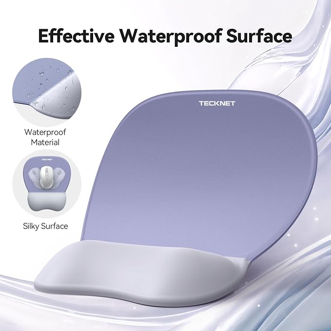 TECKNET Gel Mouse Pad with Wrist Rest, 3 in 1 Keyboard Wrist Rest for Pain Relief, Non-Slip PU Base & Easy Typing, Ergonomic Mousepad Set for Office & Home