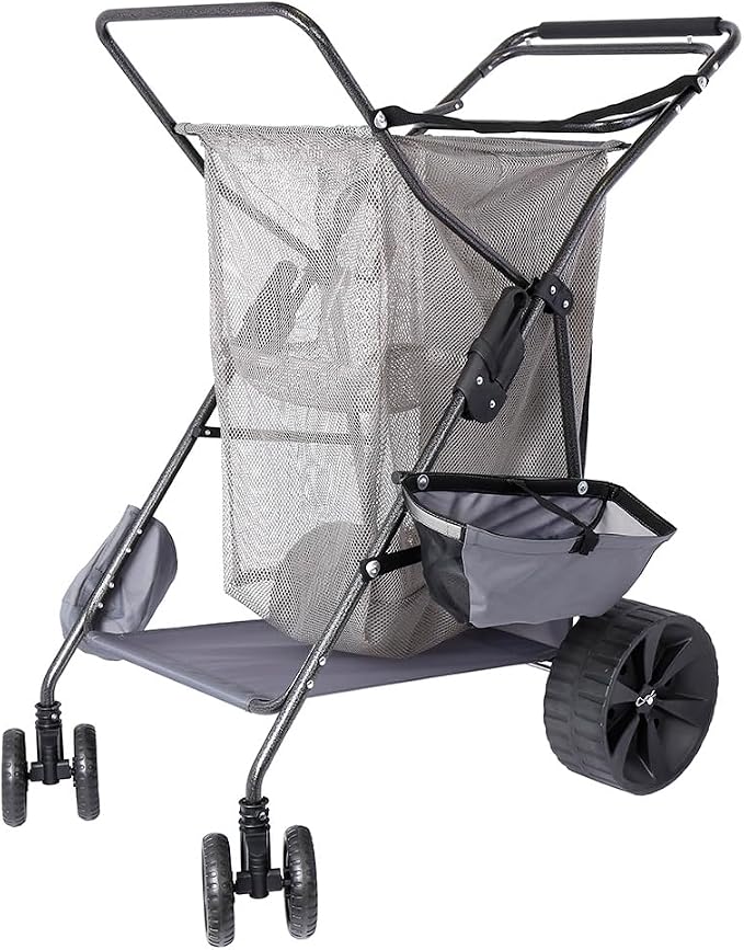 Ultimate Buggy Beach Cart with Big Wheels for Sand, Wide Wheel Wagon with Insulated Cooler Bag, Body Board and Umbrella Holder, 100 lbs Capacity