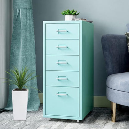 5-Drawer Mobile File Cabinet, Metal Vertical Storage Cabinet Under Desk Organizer with Wheels for Home Office