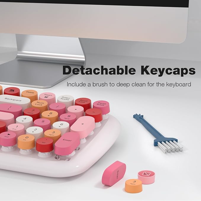 MOFII Wireless Keyboard and Mouse Combo, 2.4GHz Retro Typewriter Keyboard, Plug and Play, for PC Desktops Laptop Windows(White Mixed)