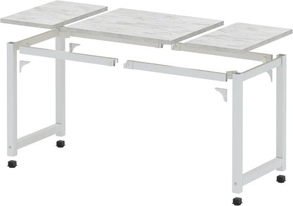 NSdirect 63" Large Computer Desk,Modern Simple Style PC Table Office Desk Wide Workstation for Study Writing,Gaming and Home Office,Extra 1" Thicker Wooden Tabletop and Black Metal Frame,Stone White