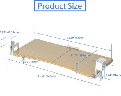 suptek Keyboard Tray Under Desk Pull Out with C Clamp Mount, Computer Keyboard & Mouse Tray, 25.6 (30 Including Clamps) x 11.8 inch Slide-Out Platform Computer Drawer for Typing, Light Wood, DSF1QM