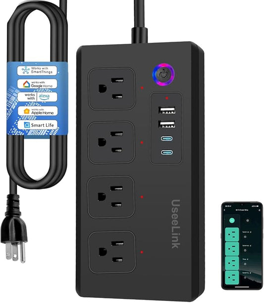 UseeLink Smart Power Strip Surge Protector 16A, Smart Plug that Compatible with Alexa & Google Home, WiFi Outlets with APP Voice and Remote Control, 2.4G Only, ETL FCC Listed, No Hub Needed
