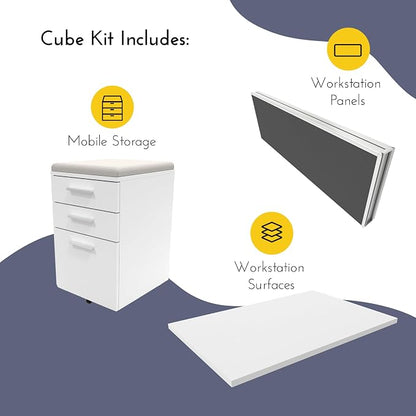 SUNLINE Office Cubicle Kit - Modular Office Furniture Kit with 7 Layout Options, Adjustable Panels and Mobile Storage, Easy-Assembly Desk System for Modern Workspaces - Charcoal