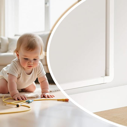 Delamu TV Cord Hider Wall, 142in Cable Hider, Large Cord Covers for 3-4 Wires on Wall, Paintable Wire Hiders Wire Covers for TV Cords on Wall, TV Cable Management Raceway, 1.18in W x 0.67in H, White