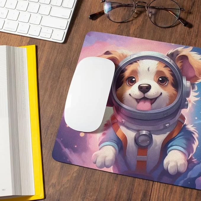 Mouse Pad Australian Shepherd Astronaut Dog in Space Mouse Pad Puppy floating in Space for Home Office Work Desk Computer Desktop Laptop for Dog Lovers