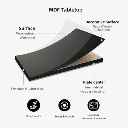 QLLY One-Piece Wood Tabletop, Replacement Board Desktop, Universal Countertop for Table and Workstation (Black, 39.3x23.6 inch)