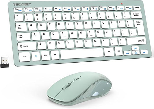 TECKNET Wireless Keyboard and Mouse Combo, Mini Cordless Computer Keyboard and Mouse Set 2.4GHz, Silent Adjustable 1600 DPI, Quiet Click, Lag-Free for Computer, Laptop, PC, Windows, Mac, Chrome OS