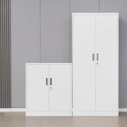 CMY 36" H Metal Storage Cabinet, Locking Storage Cabinet with Doors and Adjustable Shelves for Office, Garage, Home-White