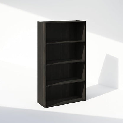 Furinno Simple Book Shelf, 4-Tier Bookshelf, Bookcase with Open Shelf, 9.4 x 23.6 x 41.7, for Living Room, Bedroom, Home Office, Espresso