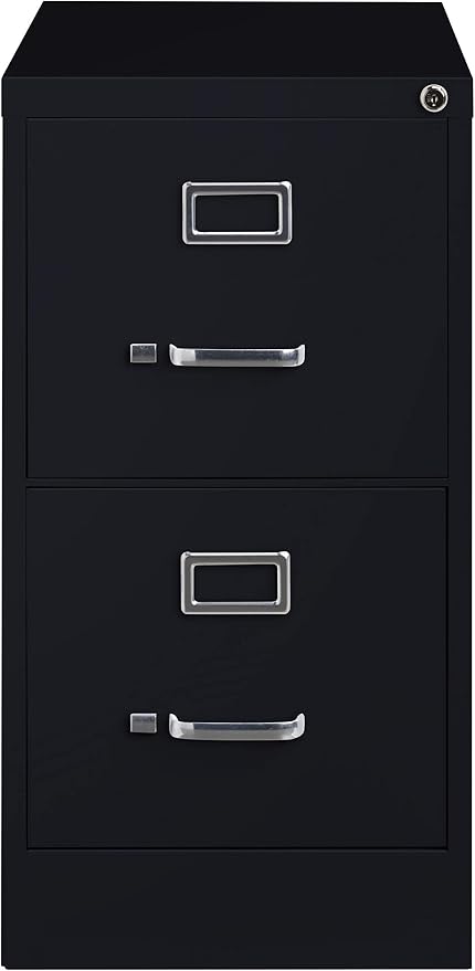 26.5 Inch Deep 2 Drawer, Letter Width, Metal Vertical File Cabinet for Home and Office, Black