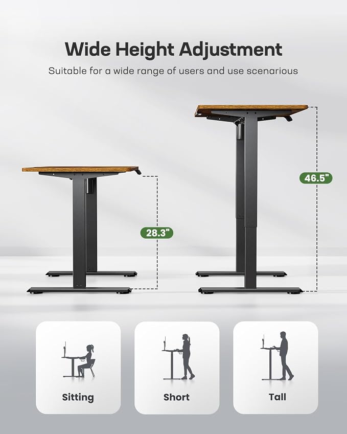 Marsail Electric Standing Desk, Adjustable Height Stand up Desk, 55 x 24 Inches Sit Stand Home Office Desk, Computer Desk, Rustic Brown