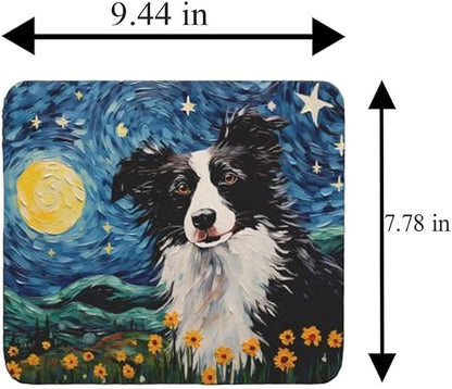 Starry Night Collie Dog Mouse Pad for Home Office Gaming Working Desk Computer Desktop Accessories Non-Slip Rubber Mouse Pad for Dog Lovers (Border Collie)