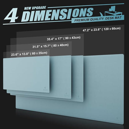K KNODEL Large Office Leather Desk Mat, Mouse and Keyboard Pad, Computer and Laptop Mat, Desktop Protector and Cover, Writing Pad and Blotter (31.5"x15.7", Light Blue)