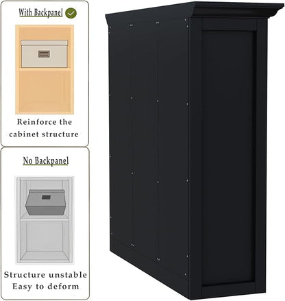 OSCHF Cube Storage Bookcase with Base - Wooden 3 Tiers Floor Standing Open Shelf Cabinet for Home and Office, 9-Cube Lattice Bookshelf, Black