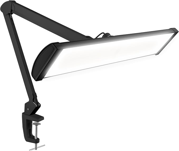 Neatfi Ultra 3,500 Lumens LED Desk Lamp with Clamp – 45W, 270 SMD LEDs, Shadow-Free | Adjustable Brightness | Task Light for Nail, Craft & Office (Black, 26-Inch Wide Shade)