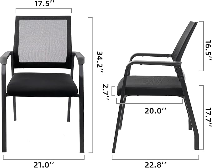 KLASIKA Desk Chair No Wheels, Arm Chair with Ergonomic Lumbar Support and Thickened Seats Cushion, Waiting Room Chairs for Office School Church Guest Reception, 4 Pack Black
