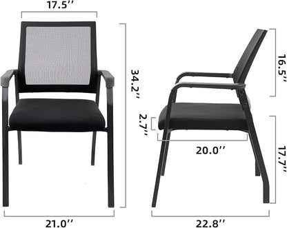KLASIKA Desk Chair No Wheels, Arm Chair with Ergonomic Lumbar Support and Thickened Seats Cushion, Waiting Room Chairs for Office School Church Guest Reception, Black