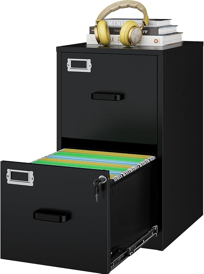 Fesbos 2 Drawers File Cabinet Metal Vertical Filing Cabinets Metal Lockable Storage Cabinets with Lock for Home Office to Hanging Files