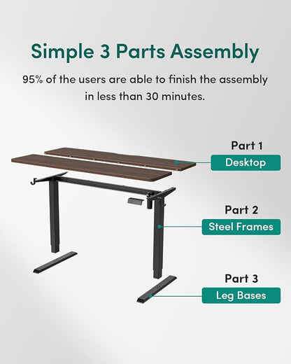 CubiCubi 63 x 28 Large Standing Desk, Height Adjustable Electric Computer Desk, 28" Deep Desktop, Sit Stand up Home Office Workstations with Preset Heights, Black Walnut
