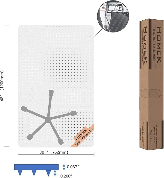 Office Chair Mat, 30" x 48" Clear Carpet Chair Mats for Low Pile Carpeted Floors Home Office, Studded Floor Mat for Office Chair on Carpet