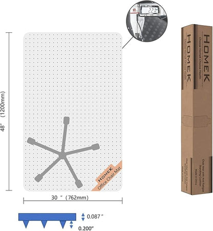 Office Chair Mat, 30" x 48" Clear Carpet Chair Mats for Low Pile Carpeted Floors Home Office, Studded Floor Mat for Office Chair on Carpet