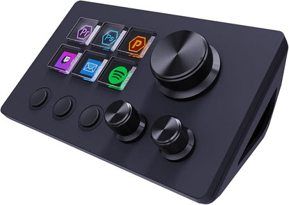 ActionRing Streaming Macro Keypad, Stream Controller Deck, Gaming Shortcut Keyboard, with 6 Customizable LCD Shortcut Keys, 3 Buttons and 3 Dials, Trigger Actions in OBS/Twitch/YouTube, For office workers and Content creaters,Windows 10/Mac14.0 (N3 Black)