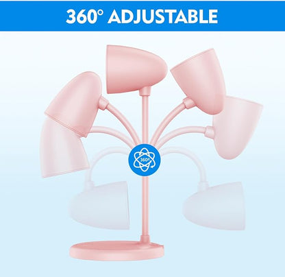LED Desk Lamp for Home Office,3 Light Colors, Table Lamp,Dimmable Reading Light for Bedside Small Desk Lamp for College Dorm Room,Bedroom Desk Light Pink